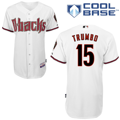 Mark Trumbo #15 MLB Jersey-Arizona Diamondbacks Men's Authentic Home White Cool Base Baseball Jersey